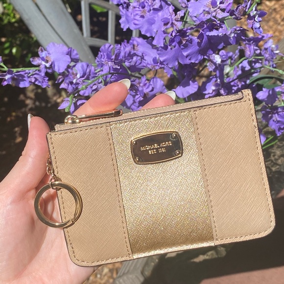 Michael Kors Gold & Tan KeyPouch Cardholder Wallet - Picture 8 of 16